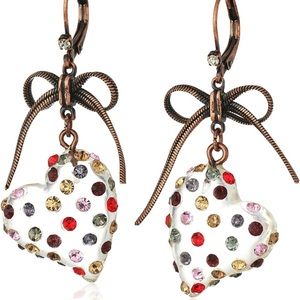 Betsey Johnson Multi Lucite Heart Drop Earrings